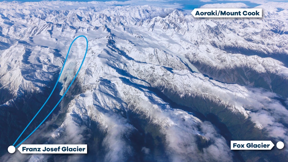 Flight Path For Franz Josef Glacier Snow Landing Helicopter Tour
